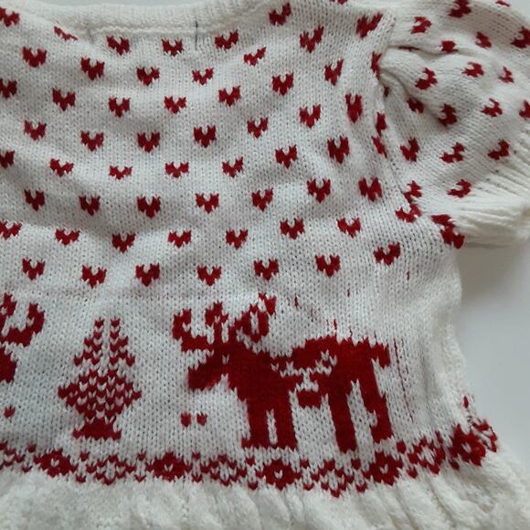 Girls 3T Reindeer Intarsia Cable Knit Sweater Dress with Beanie Hat Christmas - Picture 6 of 13